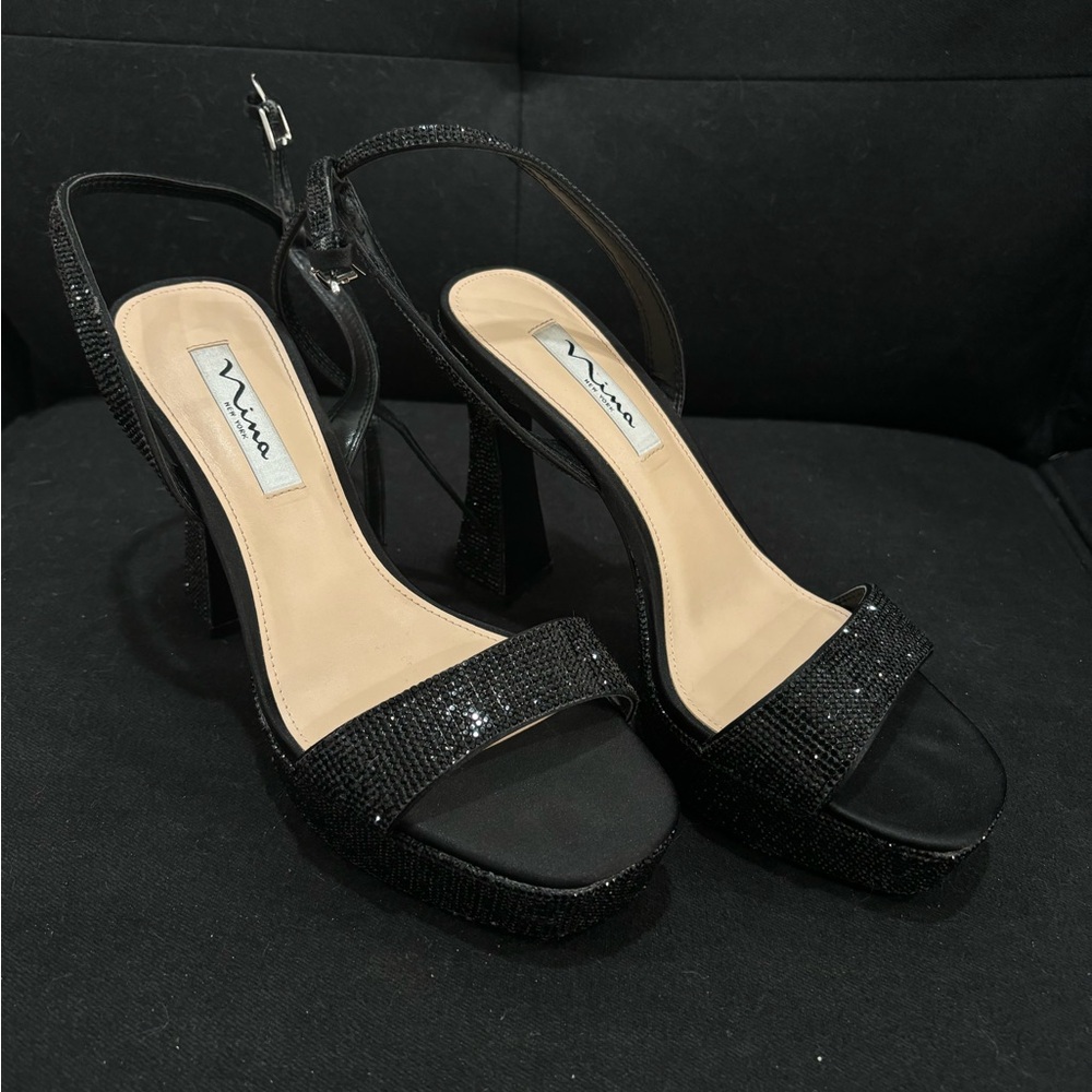 nina angella platform evening heels in black